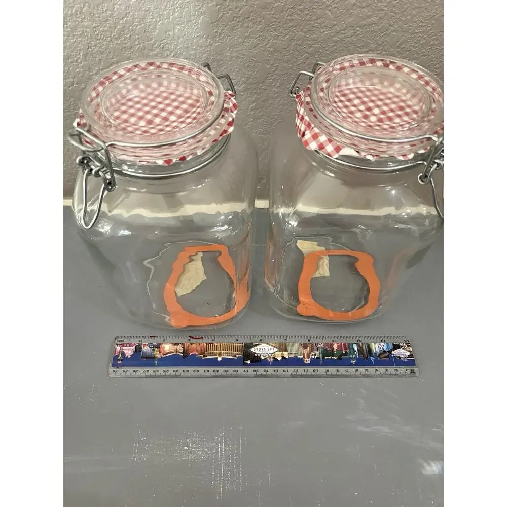 Set of 2 Italian Glass Swing Top Canisters Made in Italy Global Amici